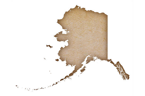 Accurate and detailed map of Alaska on grunge paper