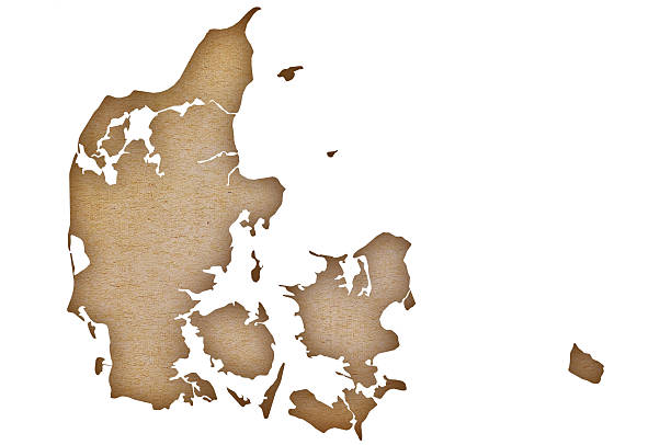 Accurate and detailed map of Denmark on grunge paper