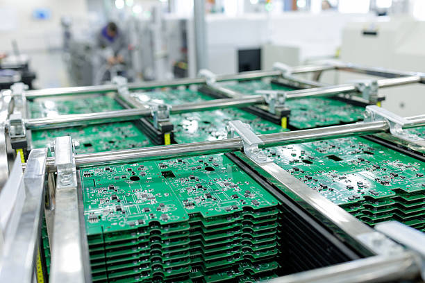 istock Printed circuit boards on conveyor in automated electronics production line 2253088499