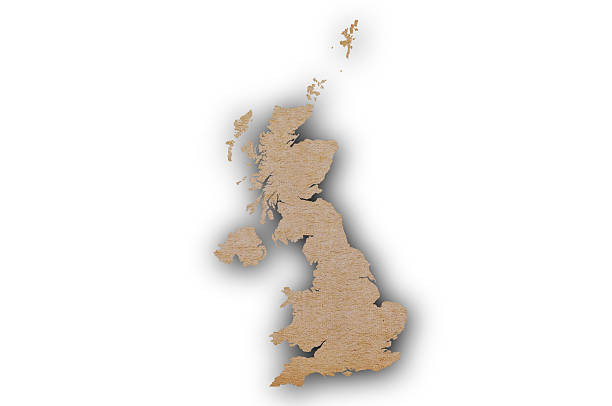 Flying abstract flag England in the form of a map