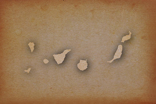 Accurate and detailed map of Canary Islands on grunge paper
