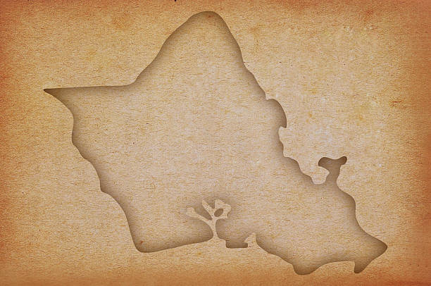 istock Map of Oahu on grunge paper 2253088916