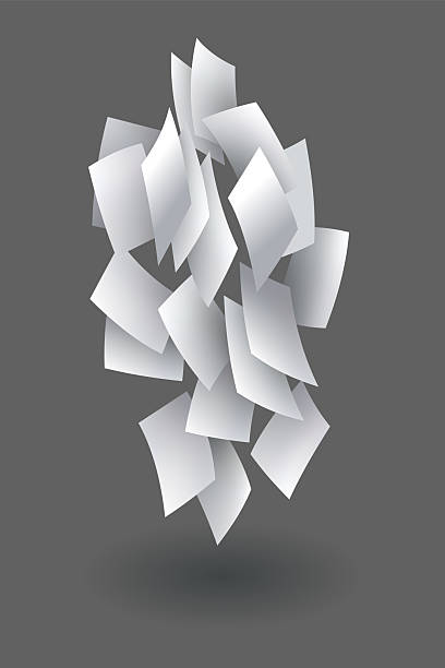 istock Falling paper sheets. Set of flying curved leaves of paper. Vector loose soar of notes with curled edges. Fly scattered notes, empty chaotic paperwork 2253094962