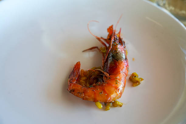 Red shrimp from the Mediterranean sea on plate