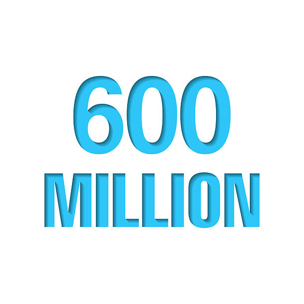 istock 600 Million. Icon cut out on white paper with blue background 2253100990