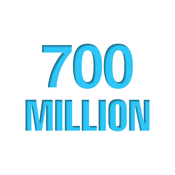 istock 700 Million. Icon cut out on white paper with blue background 2253101032