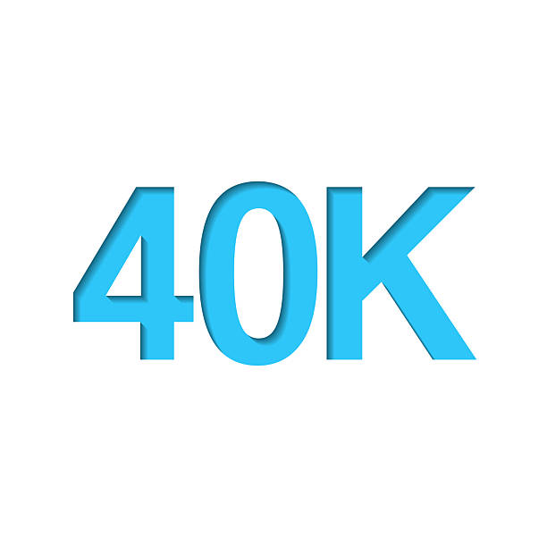 istock 40K, 40000 - Forty thousand. Icon cut out on white paper with blue background 2253101098