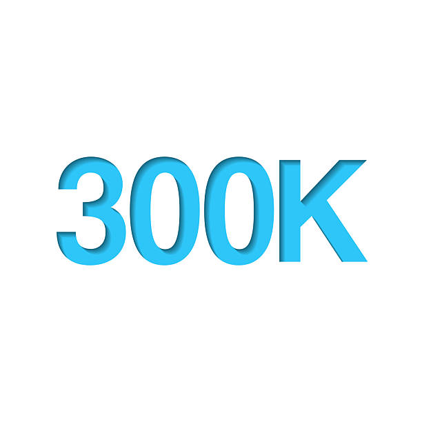 istock 300K, 300000 - Three hundred thousand. Icon cut out on white paper with blue background 2253101167