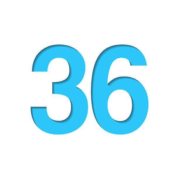 istock 36 - Number Thirty-six. Icon cut out on white paper with blue background 2253101538