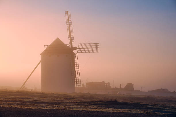 La Mancha Windmills at Sunrise in Campo de Criptana Castilla La Mancha Spain Historic Landmark and Travel Destination