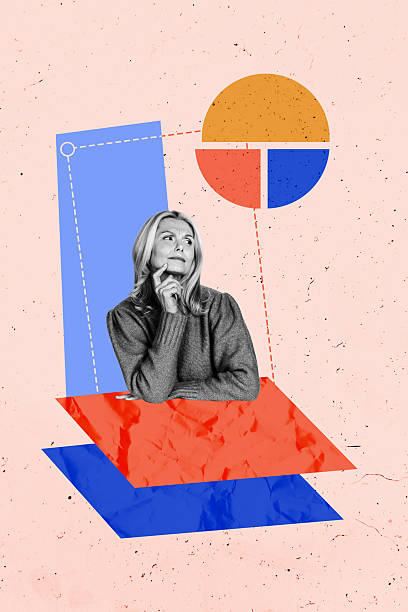 istock Creative composite sketch artwork collage of aged woman sit think brainstorming target goal trade success business diagram infographic 2253110931