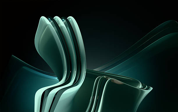 istock Green metallic fluid forms with soft highlights and reflections — contemporary 3D digital art 2253111700