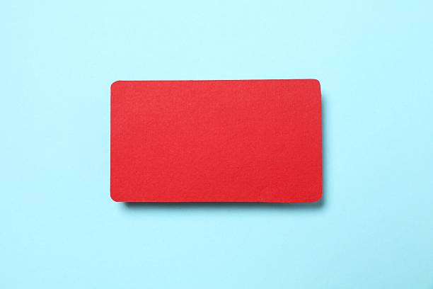 istock Red paper card on blue background 2253112530