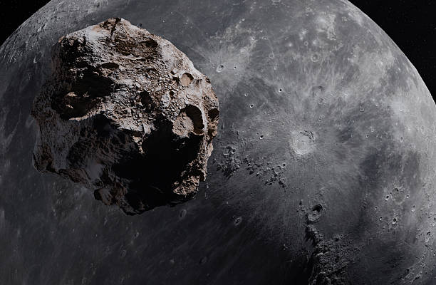 Asteroids in Space and the moon , 3D animation