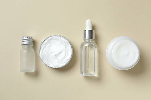 istock Natural cosmetic products on beige background, top view 2253117814