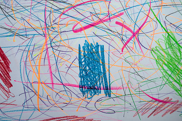 istock A paper covered with a chaotic mixture of blue, green and red scribbles. 2253127405
