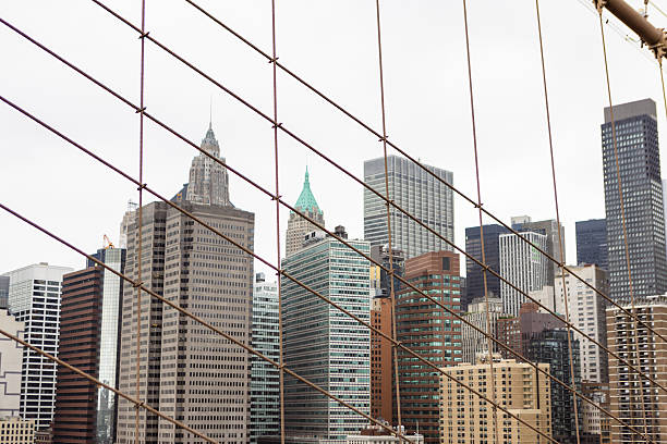 istock Urban Cityscape Through Bridge Cables 2253131019