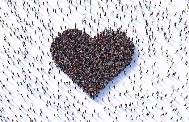 istock Human Crowd Forming A Heart Symbol On White Background 2253131657