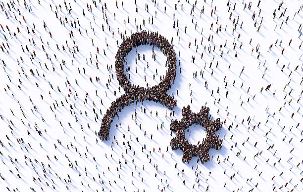 istock Human Crowd Forming A Man And Gear Symbol On White Background 2253132049