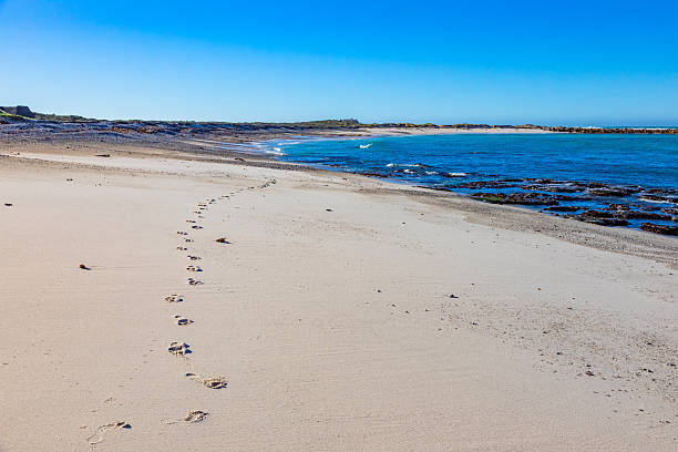 istock Tranquil coastline landscape with azure sky, sand, rocks, and gentle waves 2253132473
