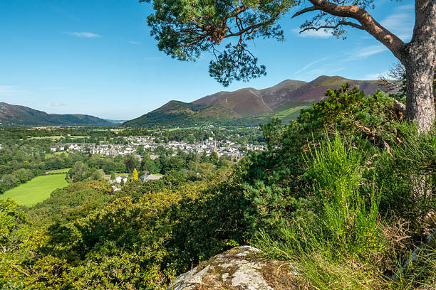 Gezicht op Keswick in het Lake District (United Kingdom) vanaf Castlehead