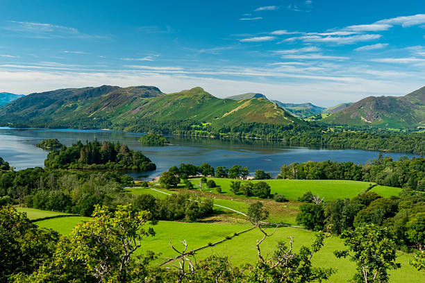 Prachtig panorama in Lakedistrict (United Kingdom) over Derwentwater vanaf Casthead
