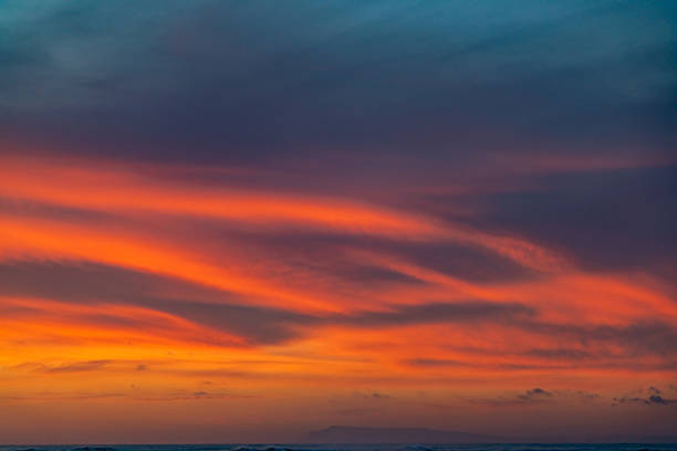 View of dramatic Golden sunset sky over South African coastline
