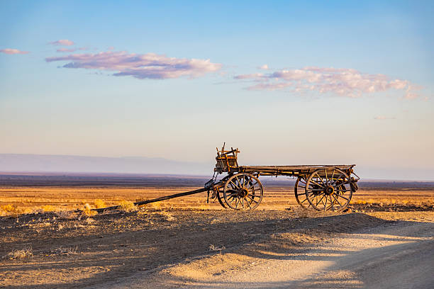 istock Vintage ox wagon abandoned in arid desert 2253143532