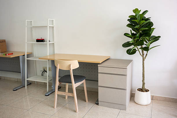 Modern apartment design elements, home office cupboards