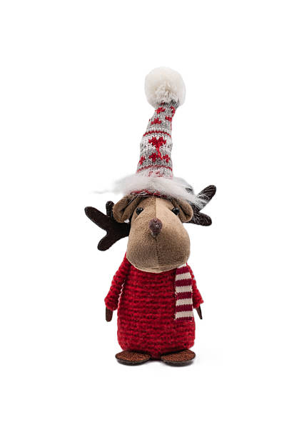 istock Cute Christmas plush toy deer on white background 2253156321