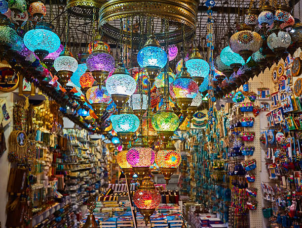 Colourful mosaic lamps commonly found in Turkey.