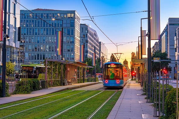 istock Blue tram at sunset on Dronning Eufemias gate in downtown Oslo 2253164374