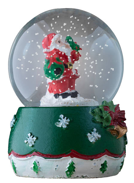 istock Old Christmas globe isolated with snow falling on Santa Claus 2253164968
