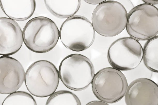Cosmetic texture molecular ingredient moisturizer face skin care sample swatch. Blue colored hyaluronic acid or peptides, liposome,