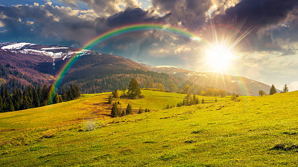 istock beautiful springtime landscape in mountains at sunset 2253167418