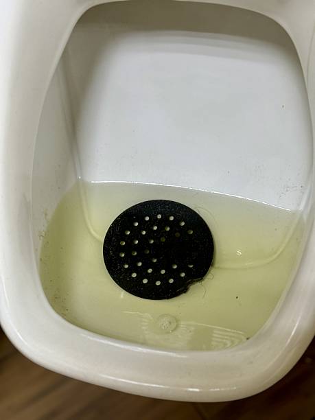 istock Dirty Urinal Needs Urgent Cleaning, Neglected Bathroom Features Staining And Hygiene Issues Present, Inspection Reveals Grimed Urinal With Discoloration And Poor Sanitation Standards 2253171331