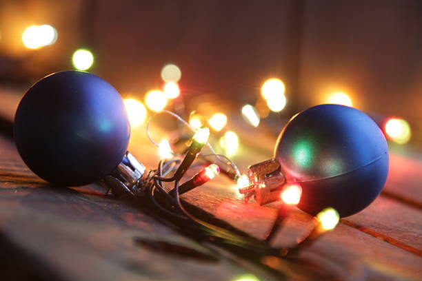 Colorful Christmas lights. Festive illumination garland.