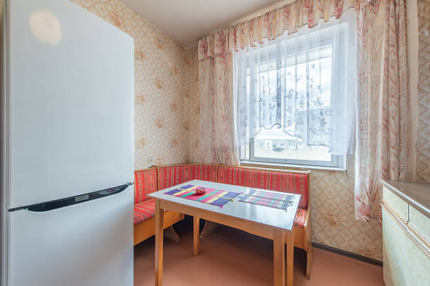 istock Cozy Vintage Kitchen Dining Area With Table and Corner Bench Seating 2253177726