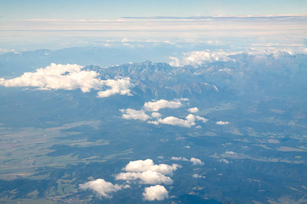 Poland, Tatra Mountains Aerial View, sunlit, clear sky