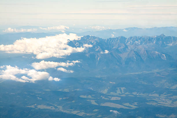 Poland, Tatra Mountains Aerial View, sunlit, clear sky