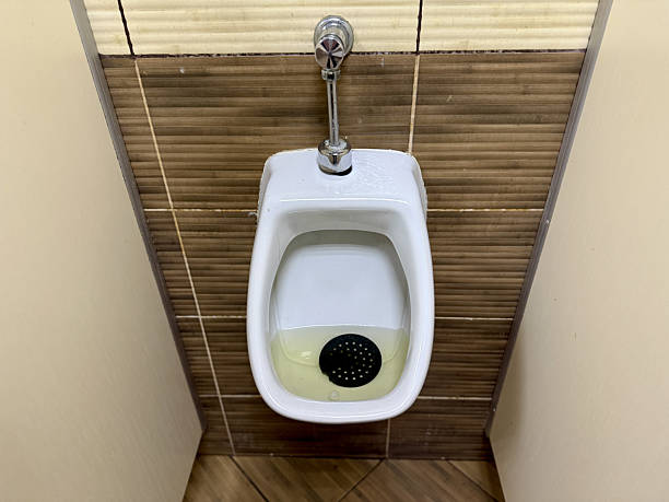istock Dirty Urinal Needs Urgent Cleaning, Neglected Bathroom Features Staining And Hygiene Issues Present, Inspection Reveals Grimed Urinal With Discoloration And Poor Sanitation Standards 2253179602