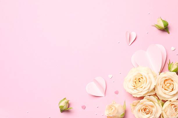 istock Beautiful composition with peony roses on pink background 2253179804