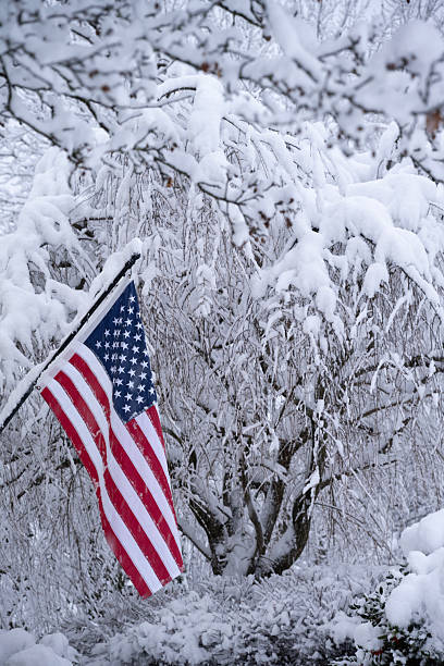 istock US flag in snowstorm 2253182744
