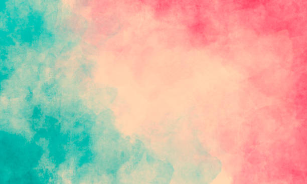 istock Abstract Watercolor Background with Copy Space - Aqua and Coral Colored 2253186535