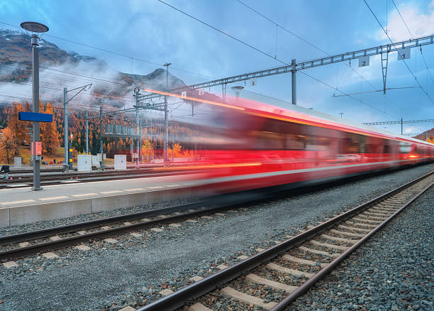 Sissach, Switzerland – April 14, 2019: A vertical shot of the SBB Train at Sissach in Switzerland