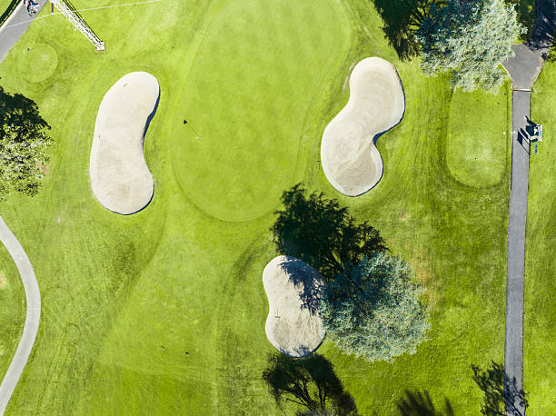 istock Golf course aerial with vibrant greenery and natural layout. 2253190230