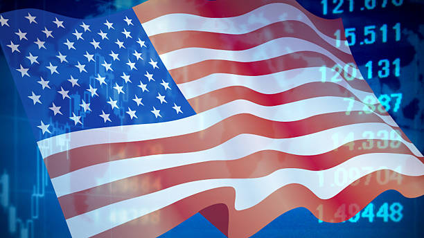 istock Business Image: Financial Graph and American flag 2253192260