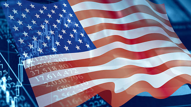 istock Business Image: Financial Graph and American flag 2253192264