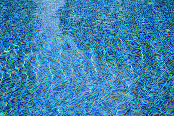 Swimming pool with blue crystal clear water surface and ripple wave background