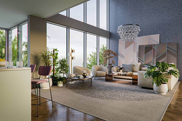 istock Modern living room in a seaside house 2253196531
